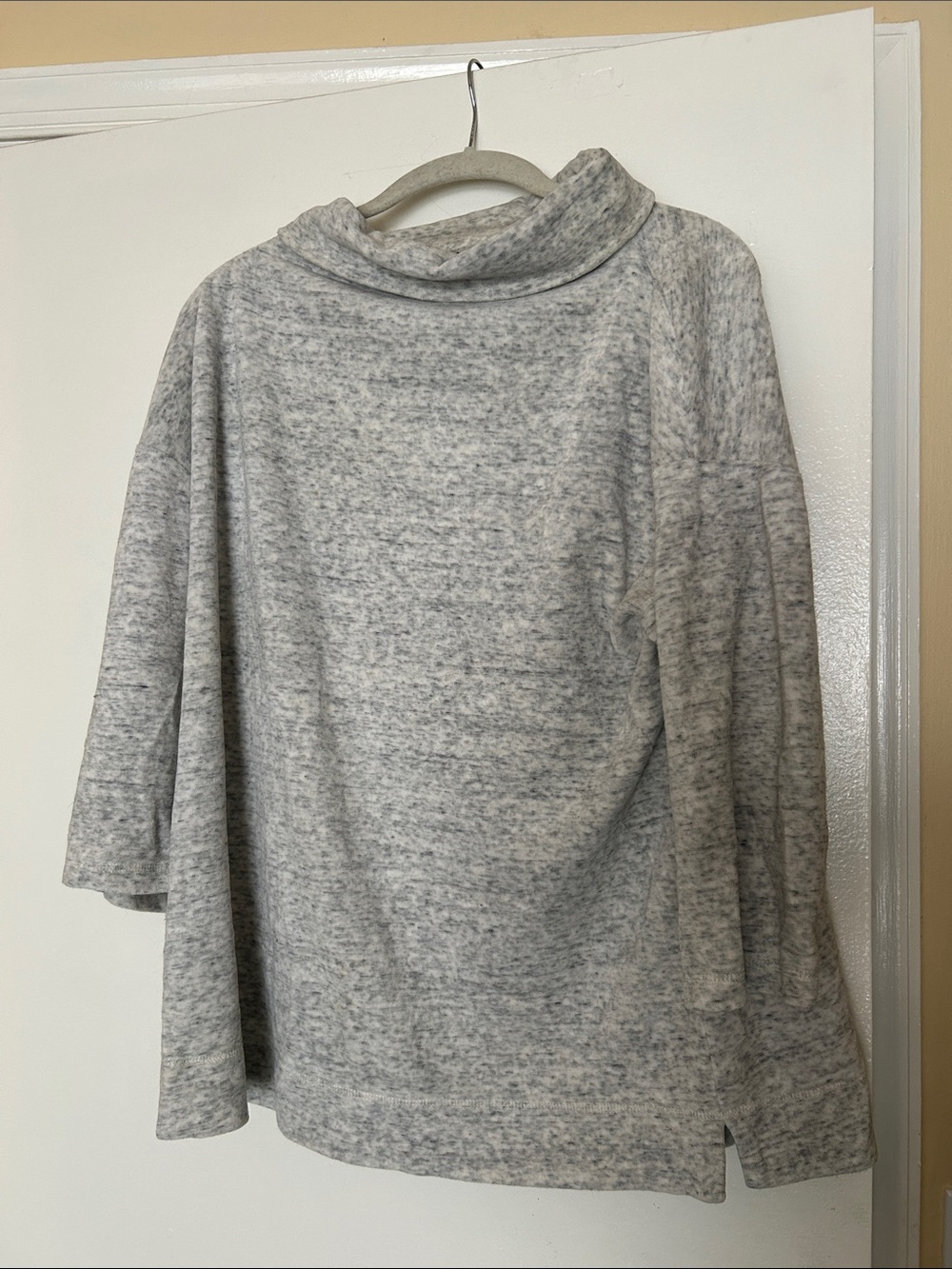 Talbots Heather Light Gray Cowl Neck Sweater